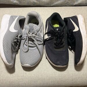 Nike Running Tennis Shoes - 2 Pair Size 6.5 Grey & Black - Good Used Condition